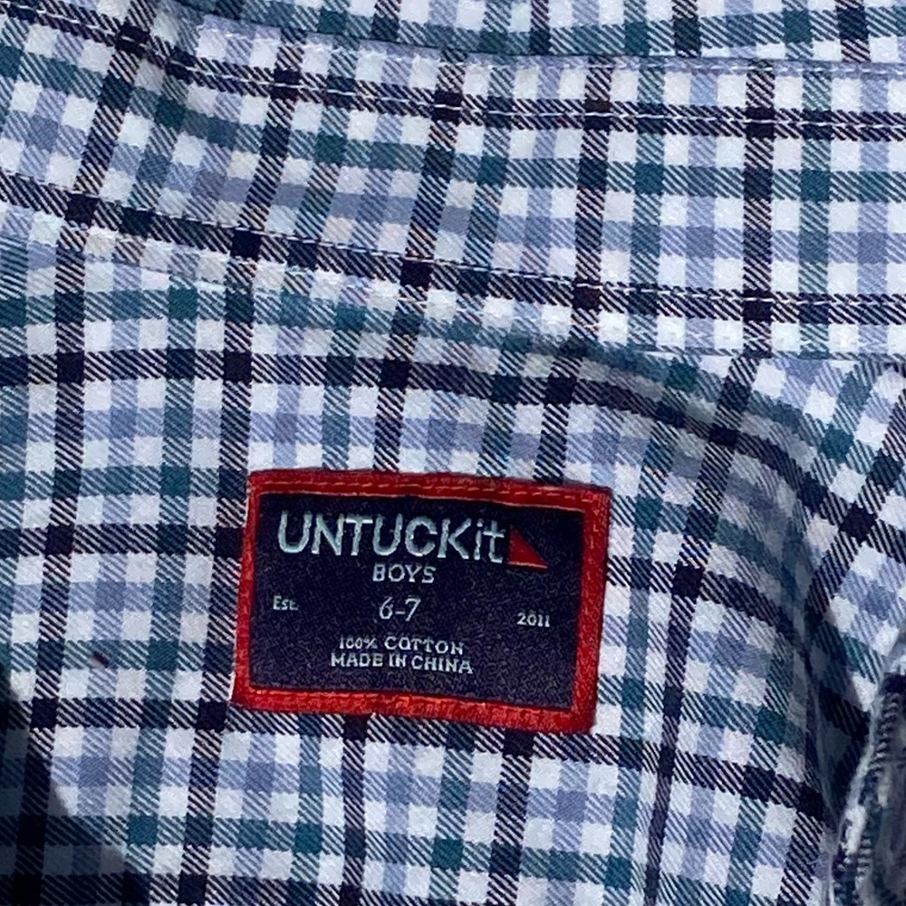 UNTUCKit Blue Plaid Boys Shirt